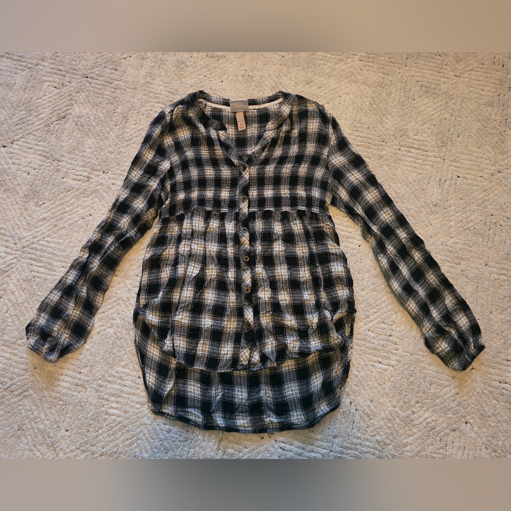 Womens juniors XS Knox Rose plaid shirt top